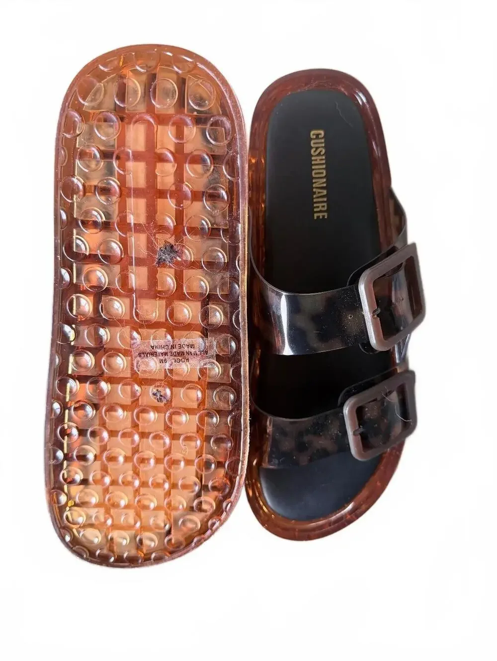Cushionaire Jelly Double Buckle Slide Sandals sz. 9